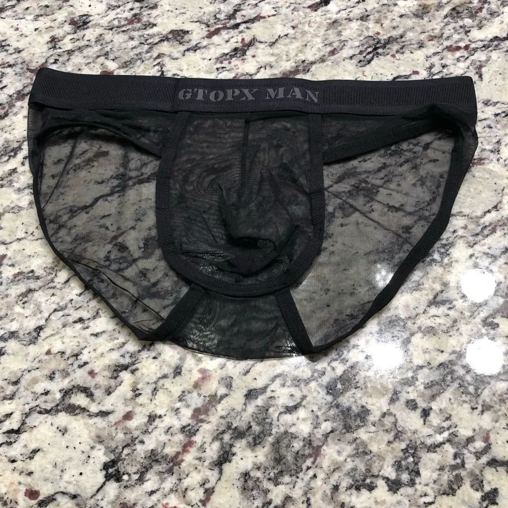 Mens sexy translucent sport briefs